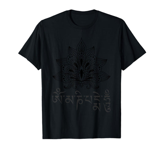Om Mani Padme Hum Lotus Mandala Spiritual Design T-Shirt