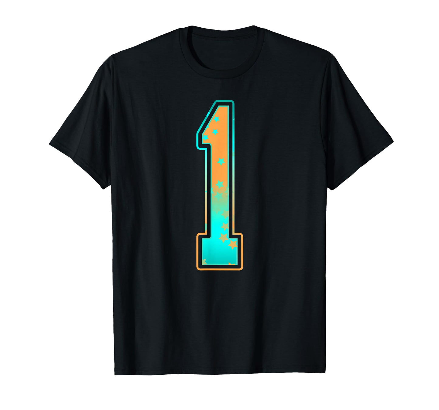 Mint Green Teal Orange Number 1 Jersey Player Uniform #1 T-Shirt