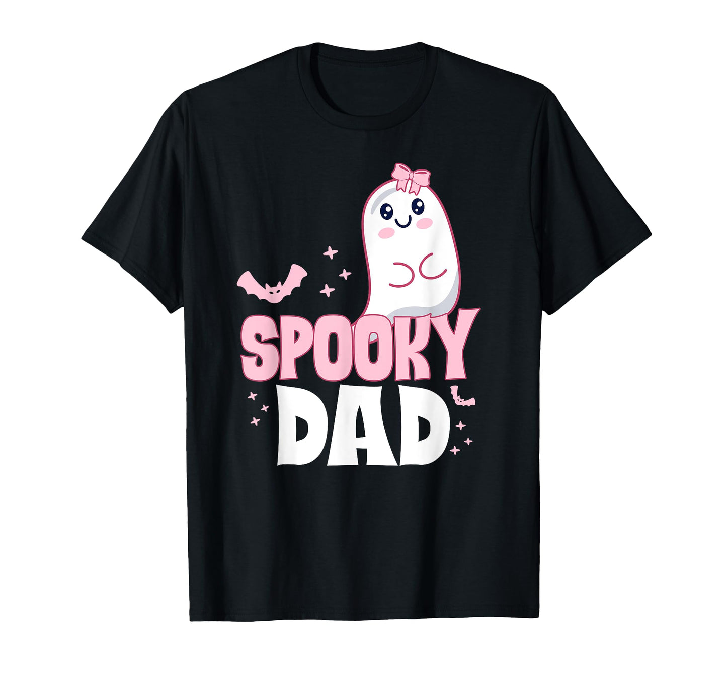 Spooky Dad Family Cute Pink White Ghost Boo Halloween T-Shirt
