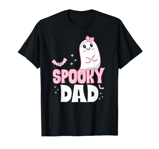 Spooky Dad Family Cute Pink White Ghost Boo Halloween T-Shirt