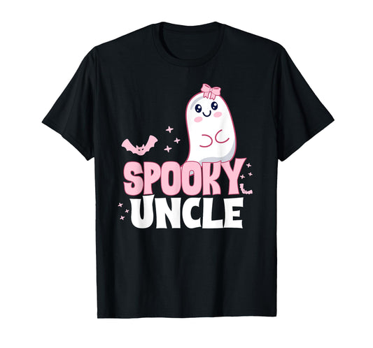 Spooky Uncle Family Cute Pink White Ghost Boo Halloween T-Shirt