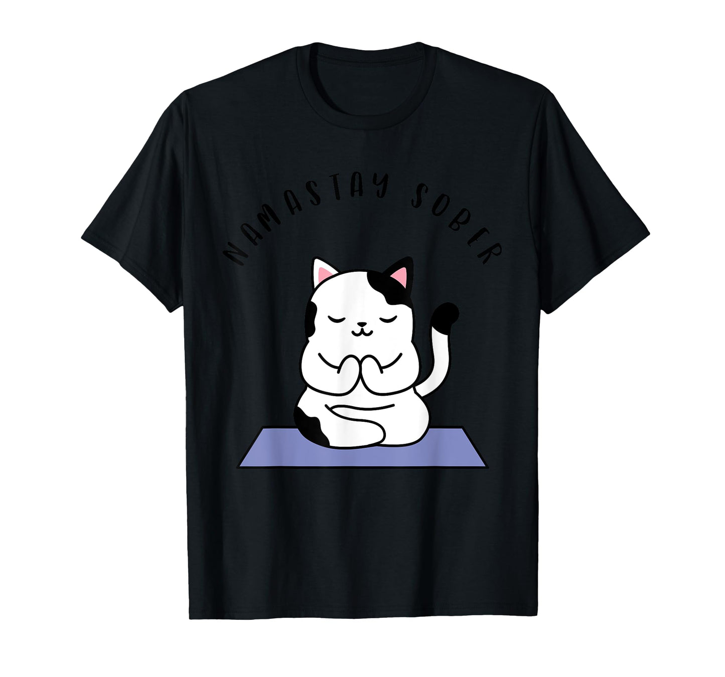 Namastay Sober Cute Cat Yoga NA AA T Shirt Men Women Gift T-Shirt