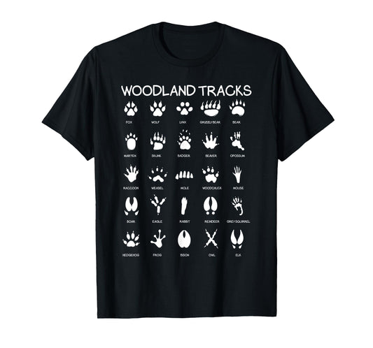 Nature Explorer Animal Track Paws Hunt Designs Animal Track Footprints Woodland Theme Nursery House Decor Illustration T-Shirt