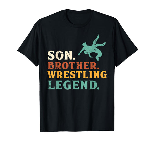 Son Brother Wrestling Legend Retro Wrestler Boys Kids Youth T-Shirt