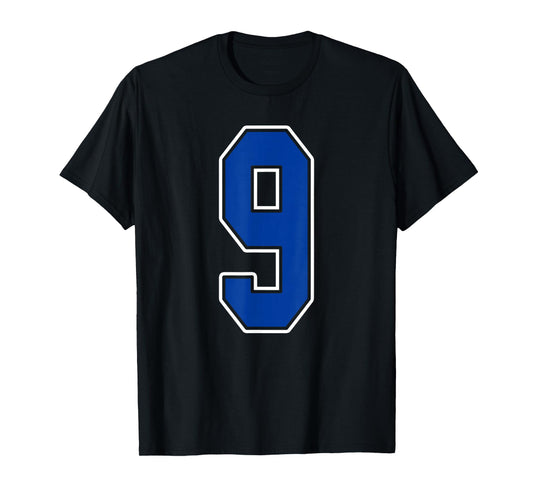 Royal Blue and White Number 9 Jersey Player Uniform #9 Fan T-Shirt
