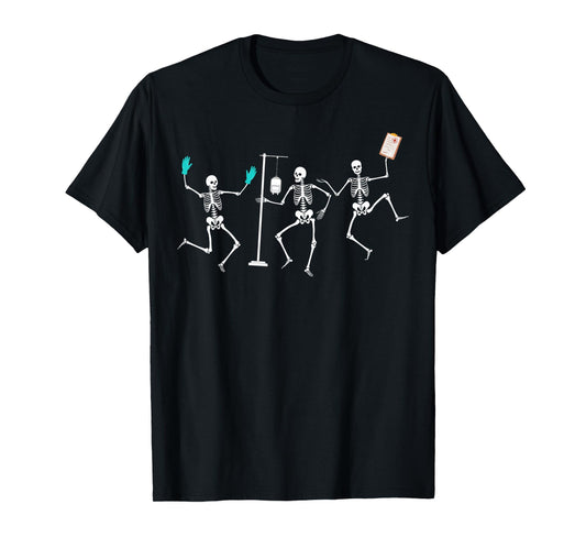 Funny Nurse Skeleton Halloween healthcare Crew Skeleton T-Shirt