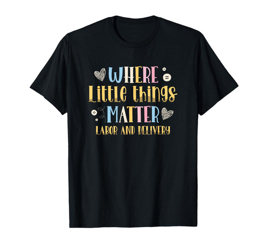 Where Little Things Matter Labor and Delivery Nurse T-Shirt