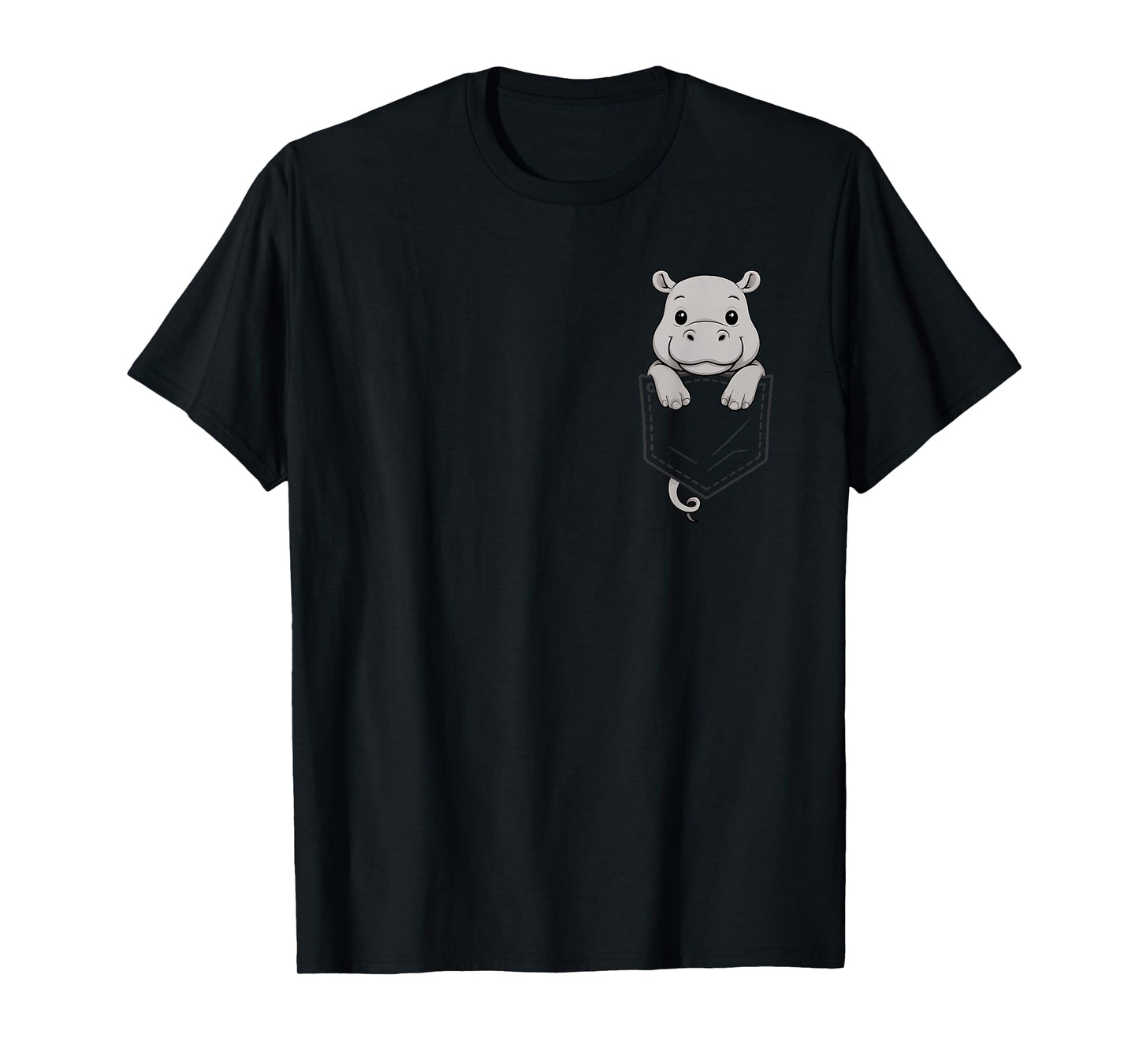 Funny Hippo Peeking in Pocket Hippopotamus Animal Lover T-Shirt