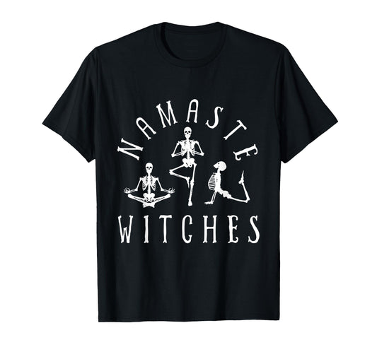 Namaste Witches Skeleton Yoga Funny Halloween T-Shirt