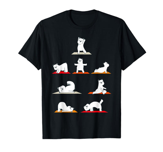 Polar Bear Yoga Poses Streching Polar Bears Meditation T-Shirt