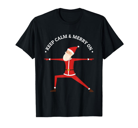 Yoga Fans Merry Christmas Stress Santa Meditation Namaste T-Shirt