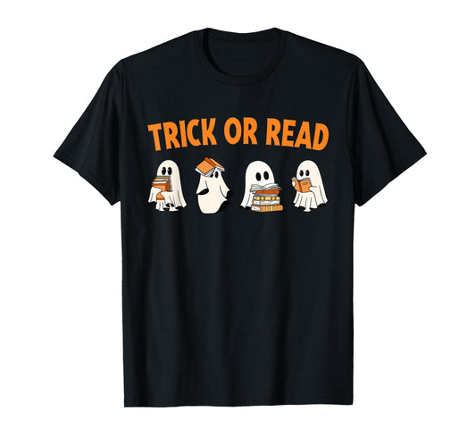Trick or Read Halloween Ghost Reading Book Lover Halloween T-Shirt