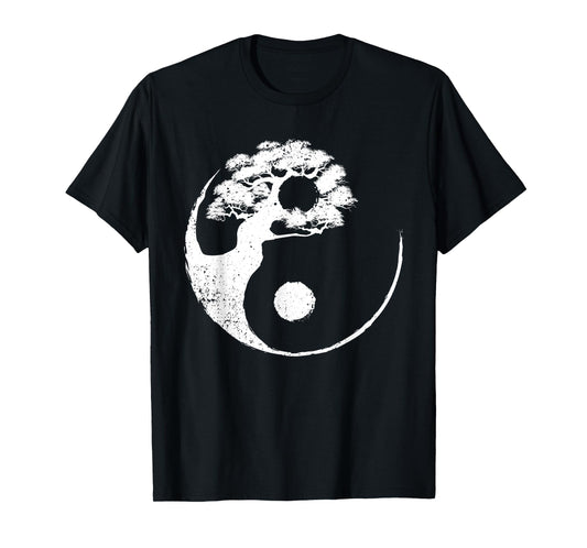 Cute Yin Yang Design Buddhist Men Women Bonsai Tree Lovers T-Shirt