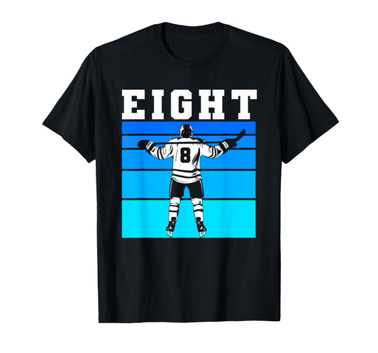 Hockey Boy 8th Birthday Eight Ice Hockey Birthday Party T-Shirt