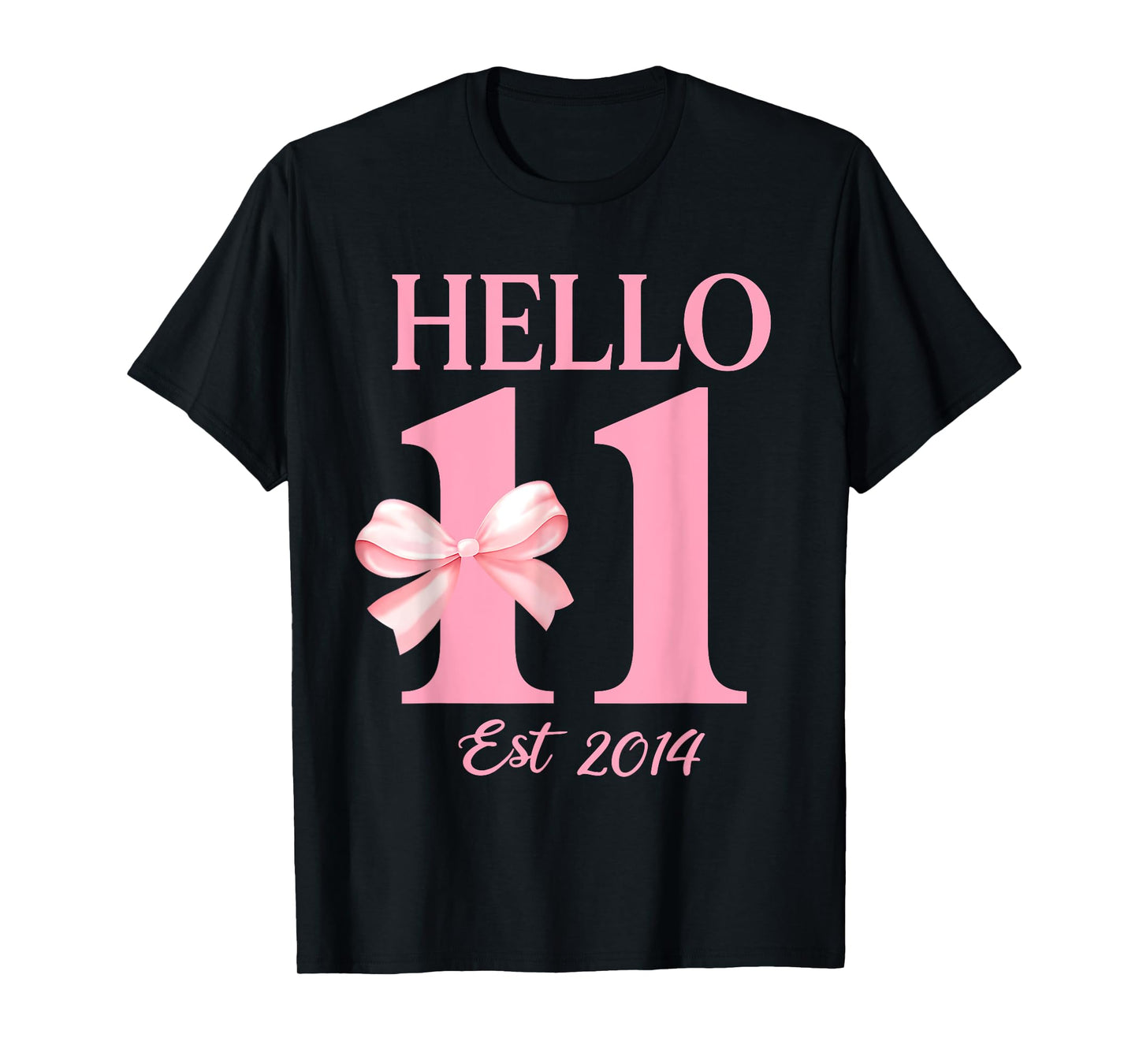 Hello Eleven Est 2014 11th Birthday Girl Coquette Bow Kids T-Shirt