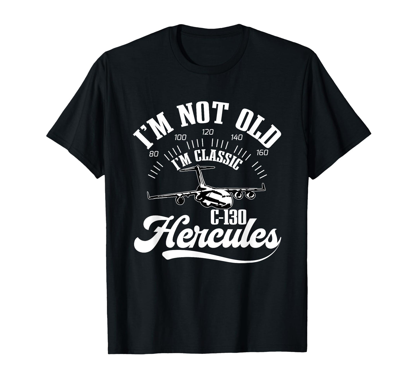C-130 Hercules American USA Military Airplane T-Shirt, Small, Black