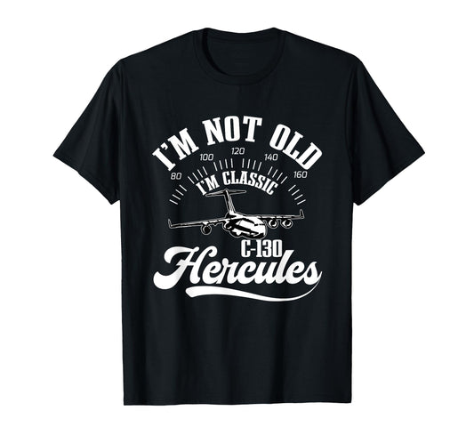 C-130 Hercules American USA Military Airplane T-Shirt, Small, Black
