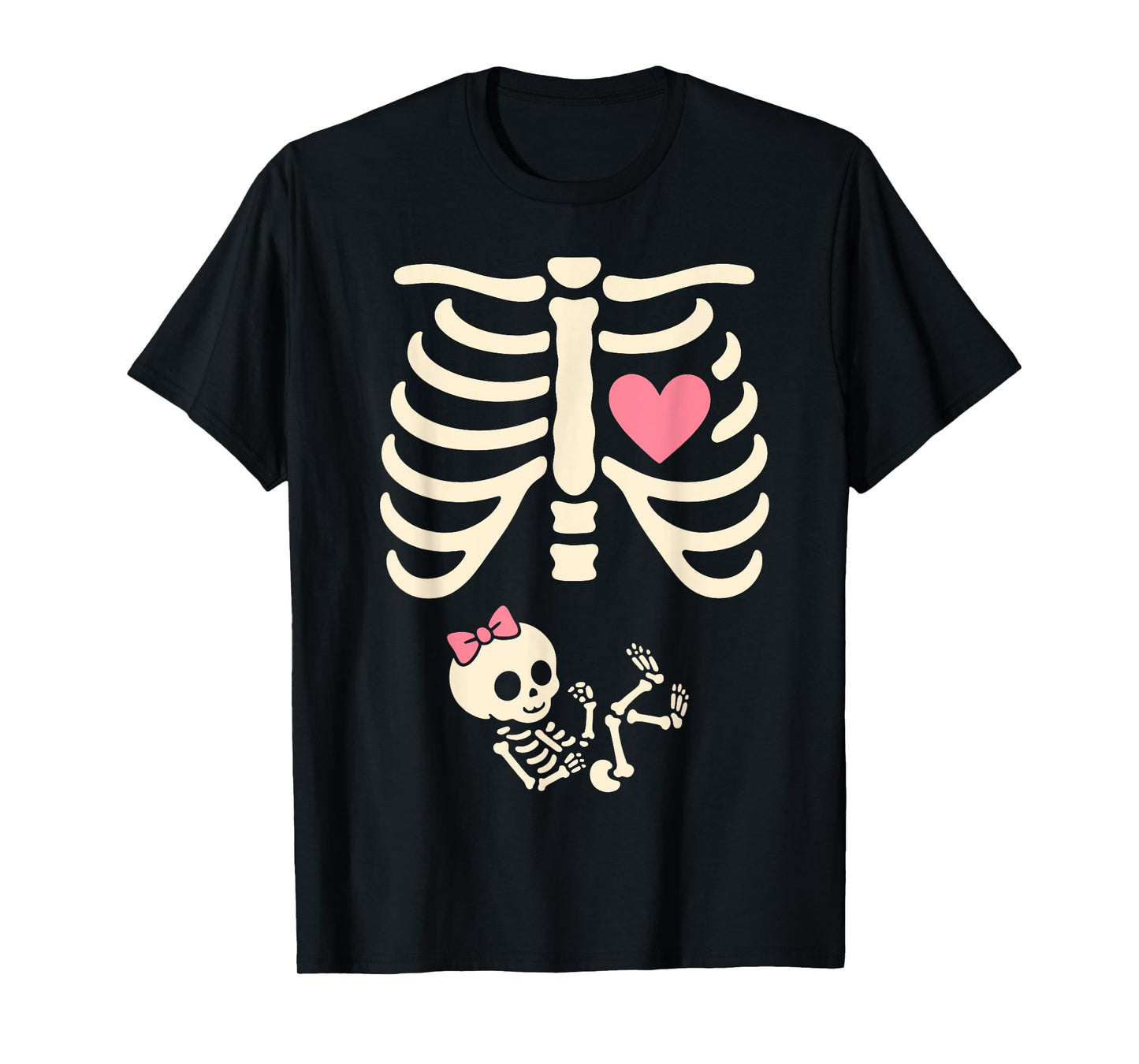 Halloween Skeleton Pregnancy Baby Girl Funny Pregnant T-Shirt