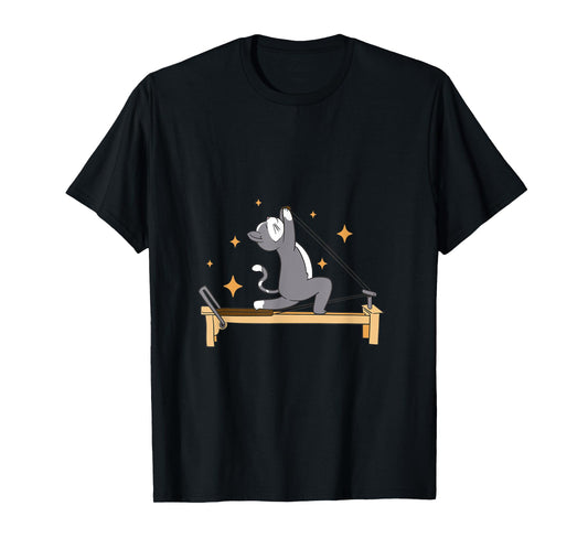 Cat Doing Pilates Workout Routine Men Women Kids T-Shirt