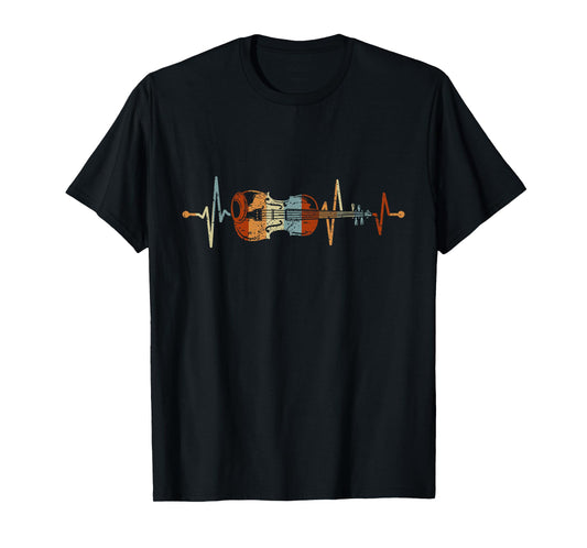 Violin Accessories Gifts For Violin Players Vintage Violin Heartbeat Orchestra Musician Violinist T-Shirt