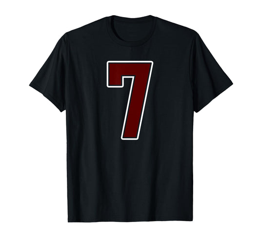 Maroon and White Number 7 Jersey Player Uniform #7 Fan T-Shirt
