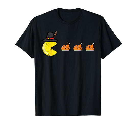Thanksgiving Video Game Eating Turkey Gamer Men Women Kids T-Shirt