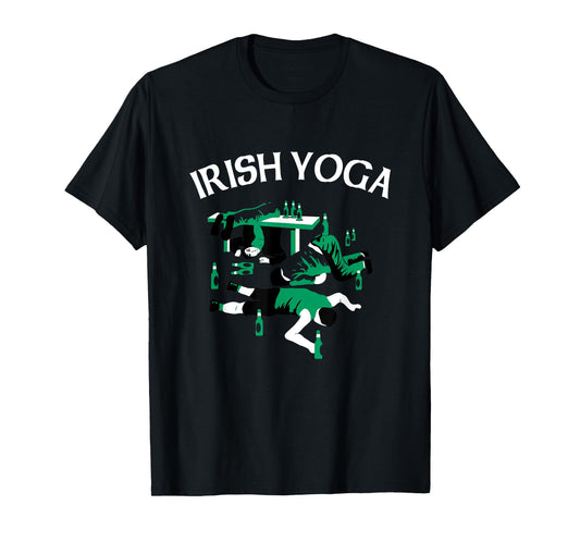 Calhoun Irish Yoga | St. Patrick's Day T-Shirt, Black, Small