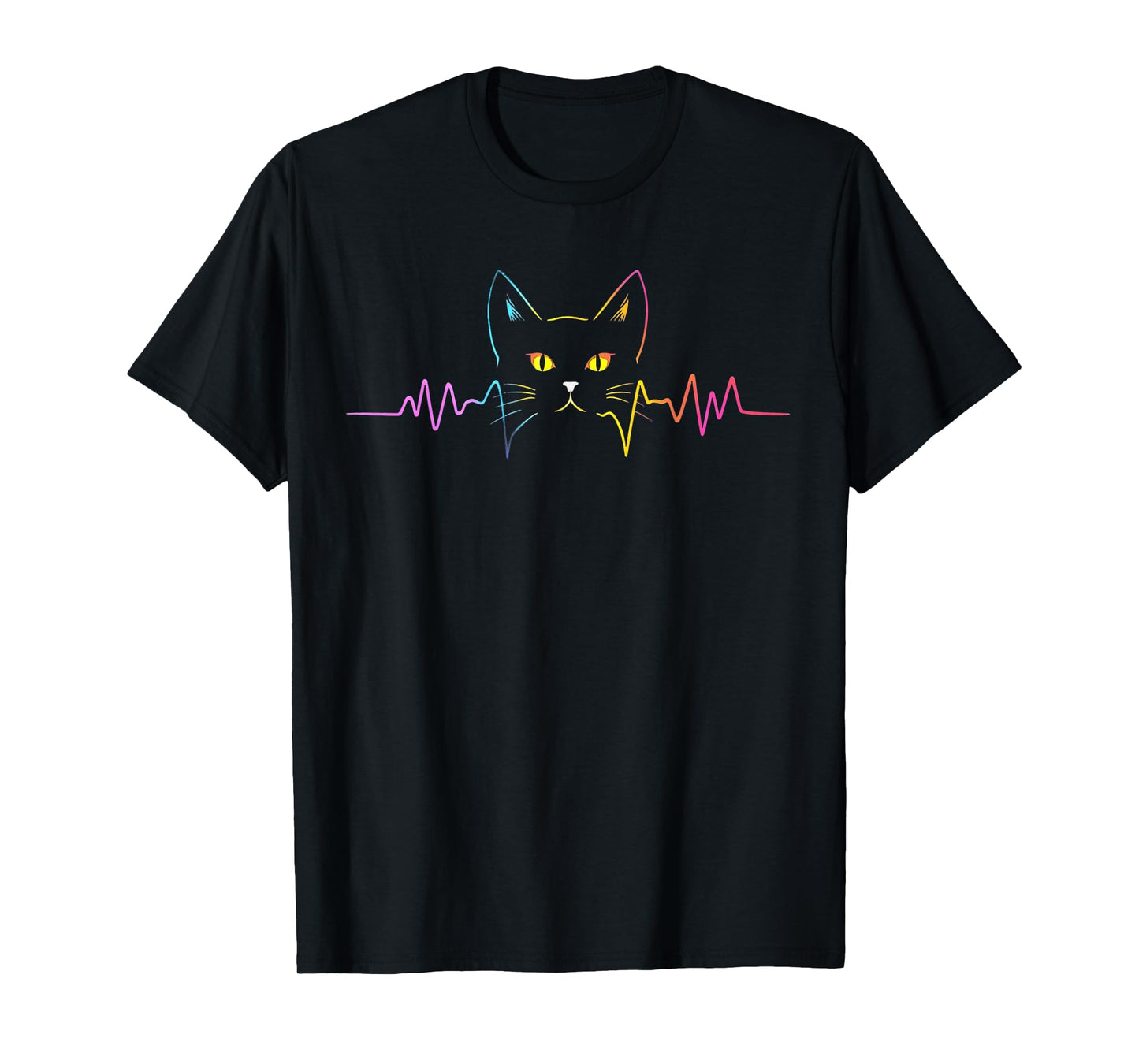 Heartbeat Cat Lover Cute Cat Owner Animal Silhouette Art ECG T-Shirt