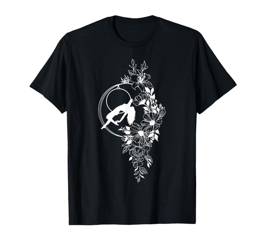 Retro Aerial Hoop Floral Hoop Women Dancer Aerial Acrobatics T-Shirt