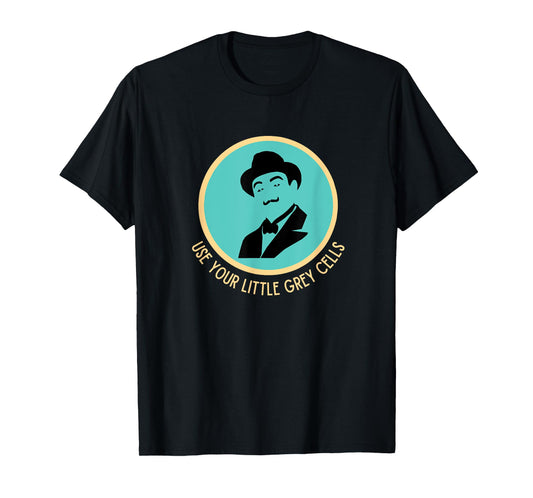 Poirot Use your little grey cells Hat Mustache vintage blue T-Shirt