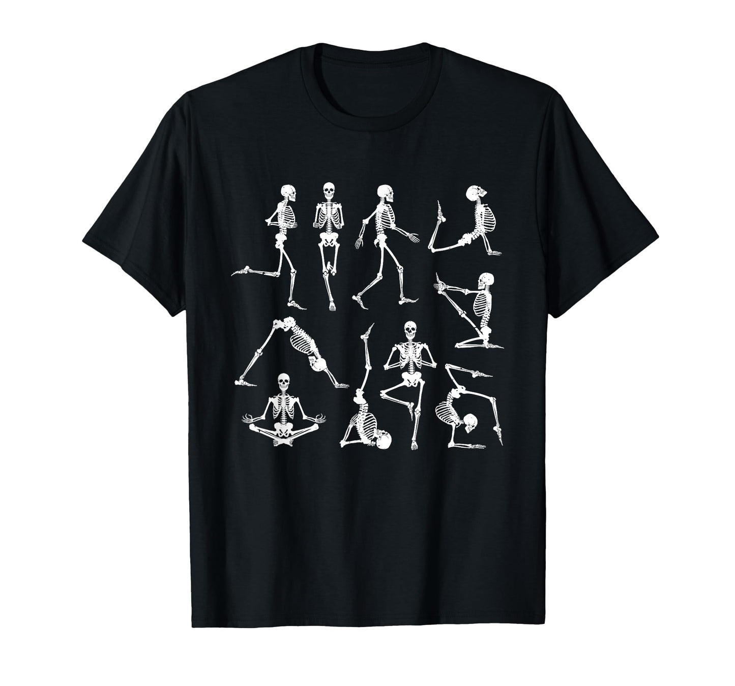Skeleton Yoga Poses Funny Halloween Flexible Bone Yogi Crew T-Shirt