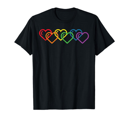 Gay Pride Month Hearts LGBTQ Ally Rainbow Men Women T-Shirt