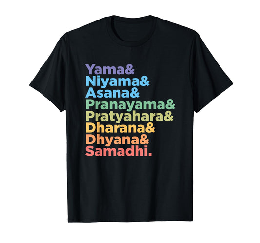 Raja Yoga Practice 8 Words for Yoga Teacher and Meditation T-Shirt