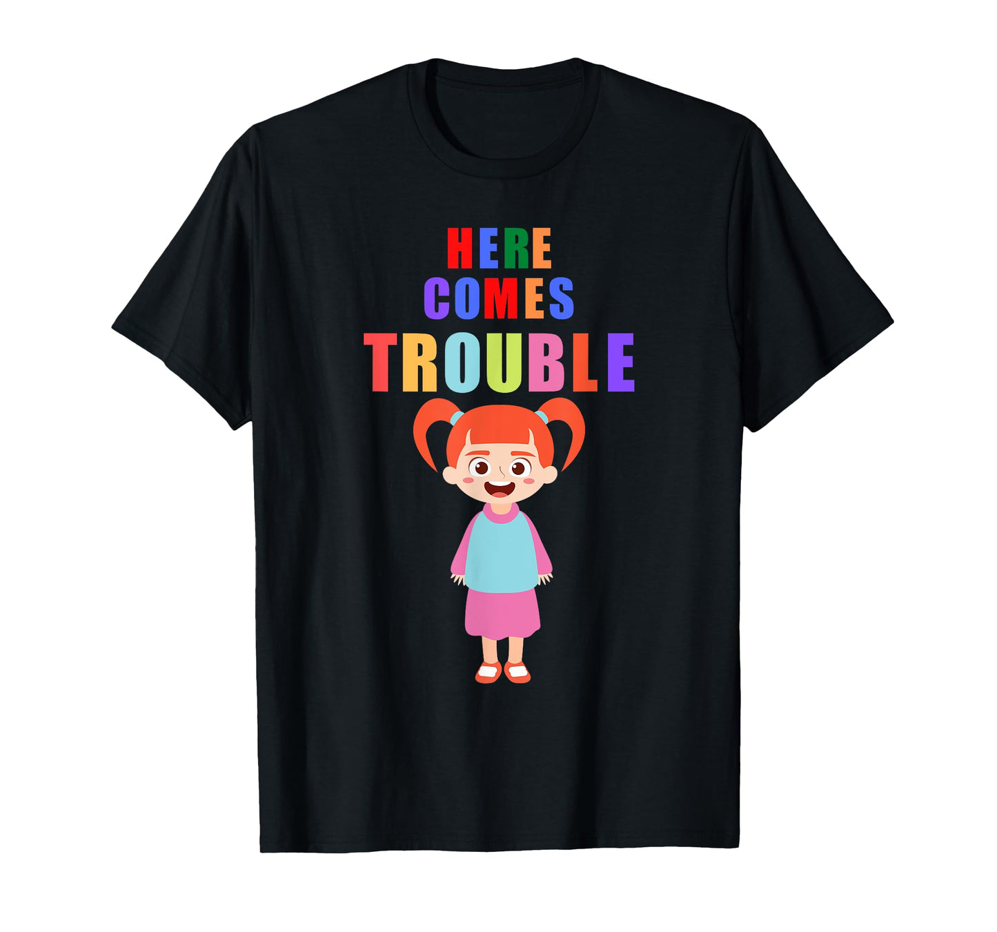 Here comes trouble funny redhair girl kids gift T-Shirt