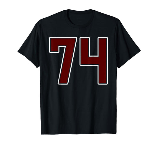 Maroon and White Number 74 Jersey Player Uniform #74 Fan T-Shirt
