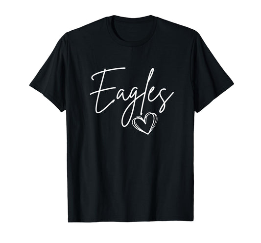 Heart Eagles Mascot School Sports Fan Team For Women Family T-Shirt
