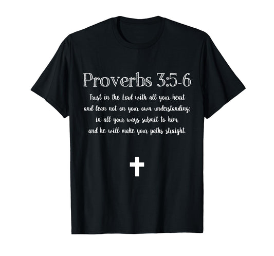 Proverbs 3:5-6 Bible Verse Scripture Christian T-Shirt