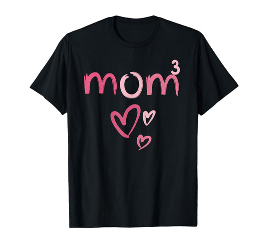 Mom3 Heart Mother of Three Mama of 3 Gifts Mothers Day T-Shirt