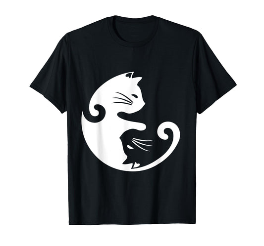 Cat Ying Yang Shirt Spirituality Meditation Yoga Gift Tee Men Women Girls Kids T-Shirt