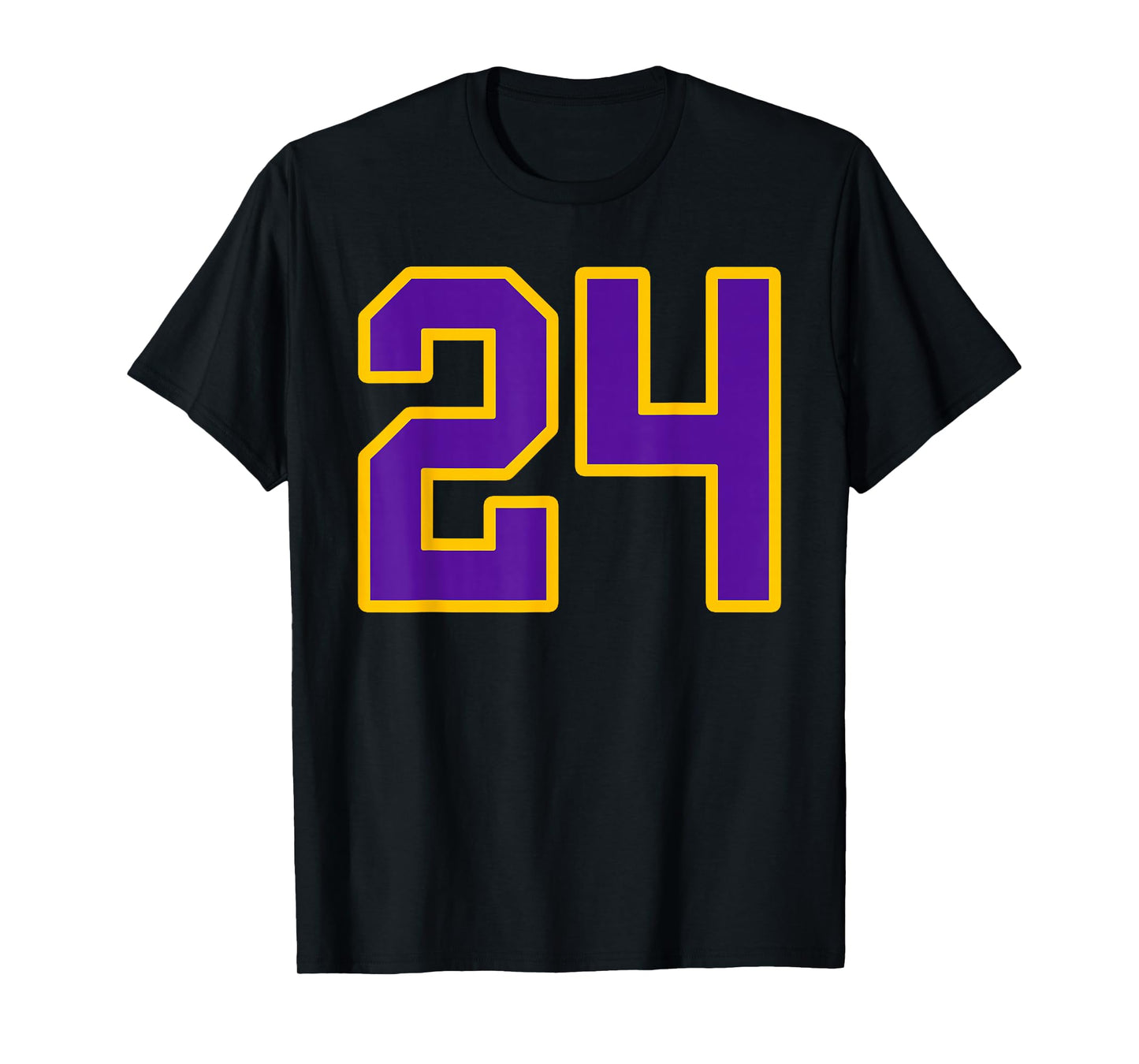 Purple and Gold Number 24 Jersey Player Uniform #24 Fan T-Shirt
