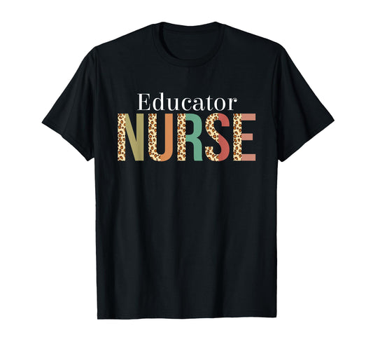 Leopard Educator Nurse Gifts Womens Nursing Apparel T-Shirt