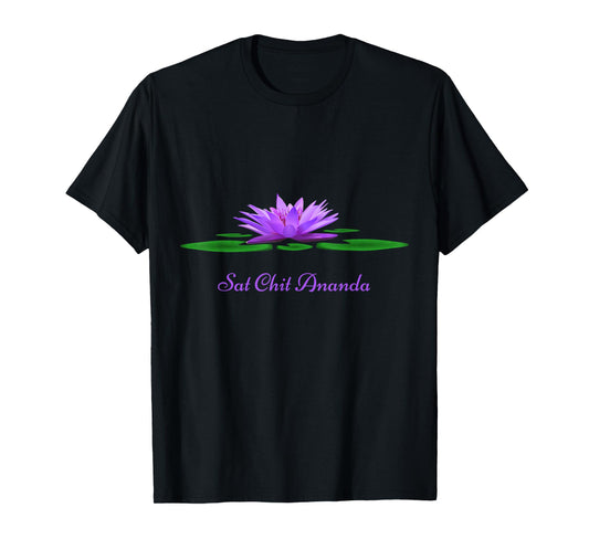 Sat Chit Ananda Mantra Purple Lotus Flower T-Shirt