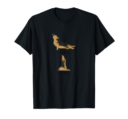 Womens Inhale Exhale Yoga German Shepherd Tshirt