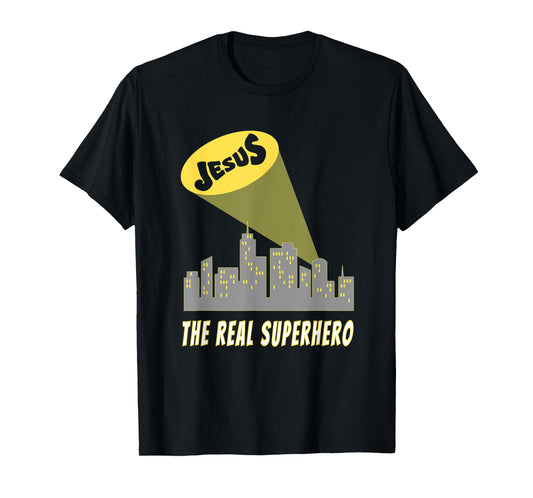 Jesus the Real Superhero Bat Signal T-Shirt T-Shirt