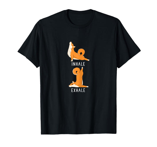 Inhale Exhale Shiba Inu Yoga Dog Tee Shirt T-Shirt for Women