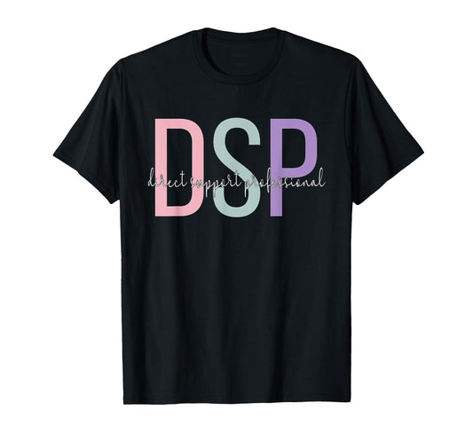 DSP Cute Direct Support Professional Black Women's Classic Fit Modern Classic Round Collar Lace Embellishment T-Shirt