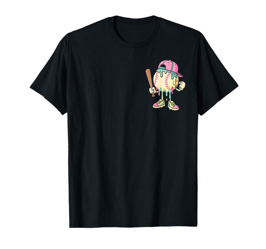 Baseball Ice Cream Drip Youth Boys Respect The Drip (2sides) T-Shirt