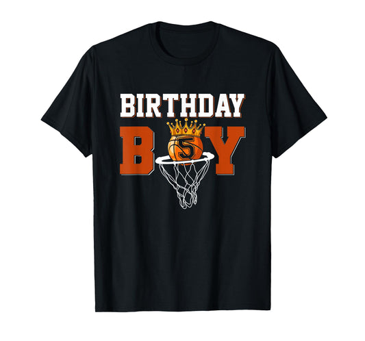Kids 5th Birthday Basketball Gift Kids Boys 5 Years Old T-Shirt