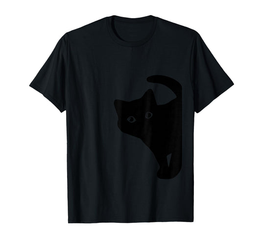 Peeking Cute Black Curious Kitten Men Women Kids Boys Girls T-Shirt