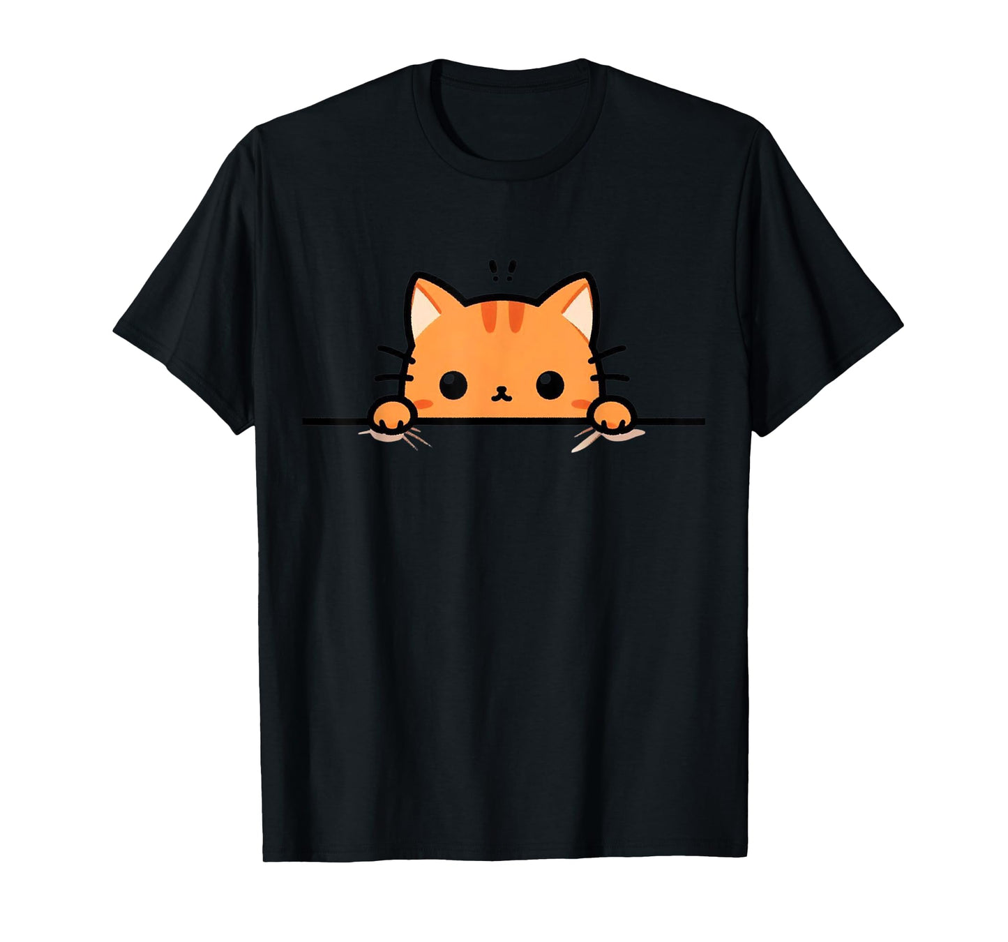 Cute Orange Kitty Cat Peeking Over at You Ginger Cat Lover T-Shirt
